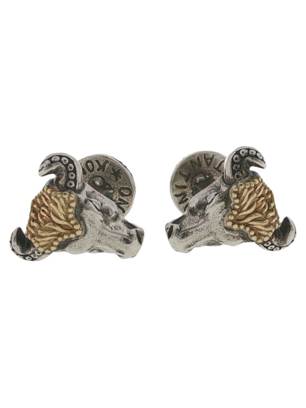 KONSTANTINO 925 Sterling Silver 18K Gold Minos Bull Head Cufflinks